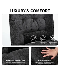 homfan Wide Armless Chenille Desk Chair with Dual Cushion, 360 Degrees Swivel, Height Adjustable, for Home Office and Vanity