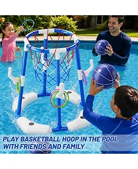 Gnuadz 2-in-1 Pool Basketball Hoop Floating Ring Game With Balls Pump Outdoor Water Play Summer