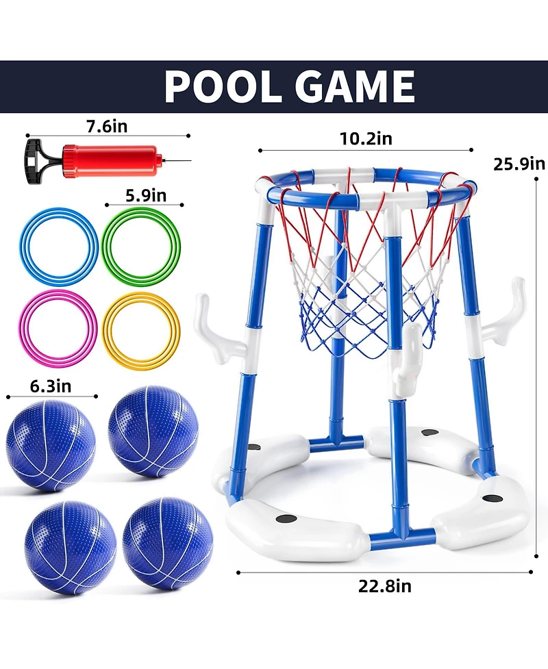 Gnuadz 2-in-1 Pool Basketball Hoop Floating Game Set