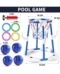 Gnuadz 2-in-1 Pool Basketball Hoop Floating Game Set