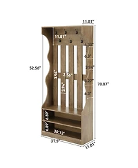 Tribesigns 3-In-1 Coat Rack with Shoe Bench, 70.9" Tall Hall Tree with 7 Hooks, Farmhouse Entryway Coat Rack with 2 Tier Shoe Storage