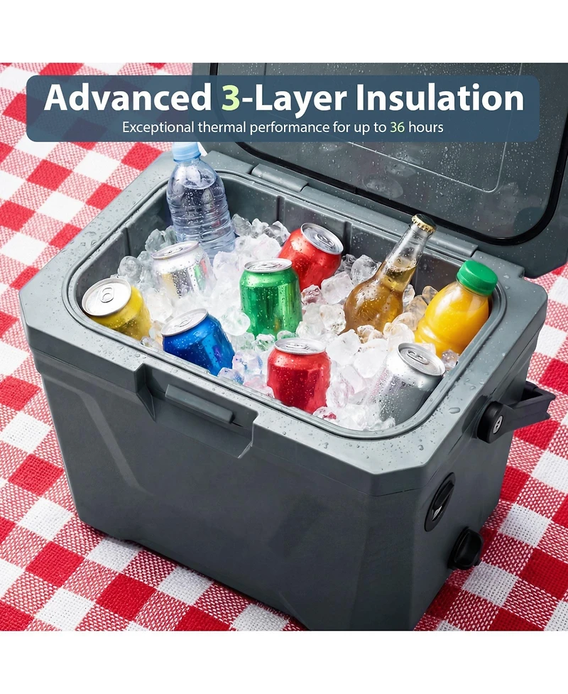 Sugift 21 Quart Insulated Portable Hard Shell Ice Chest with 2 Cup Holders