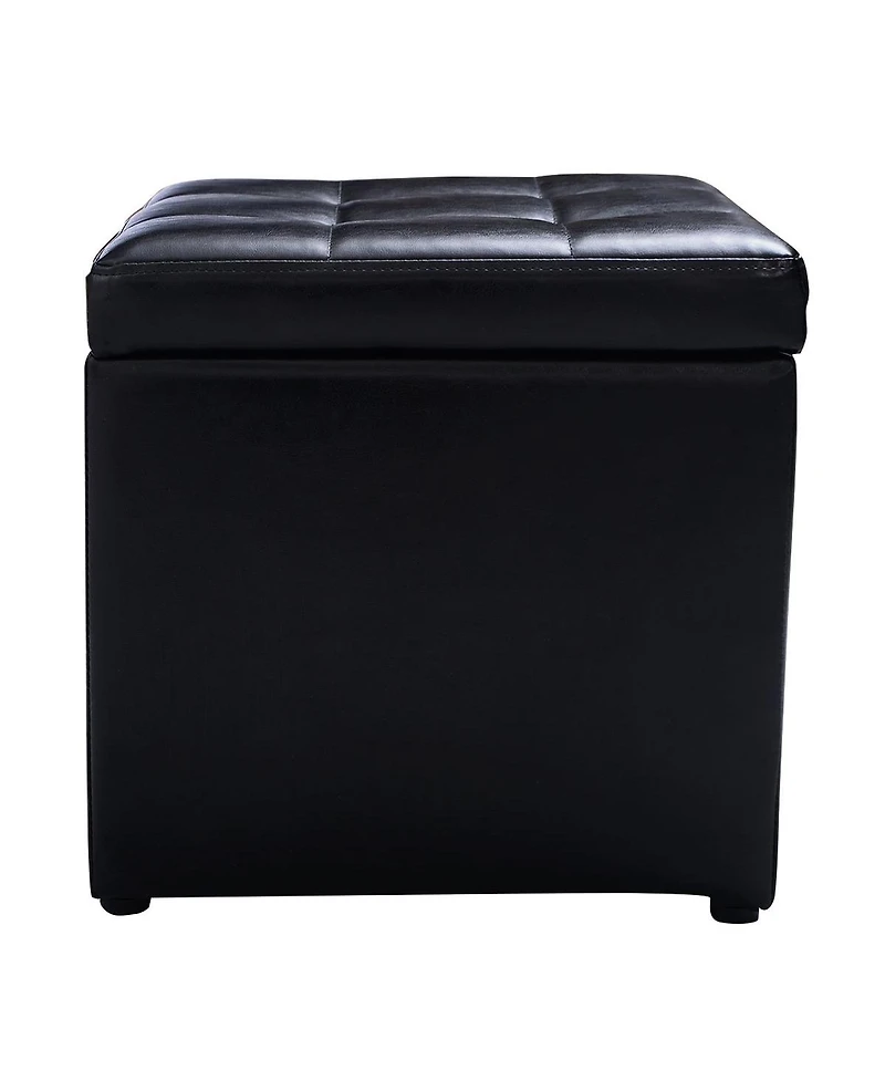 sumyeg 16-Inch Ottoman Pouffe with Hinge Top Storage for Living Room or Bedroom
