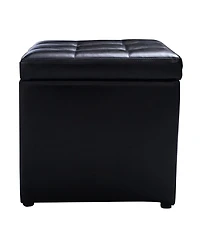 sumyeg 16-Inch Ottoman Pouffe with Hinge Top Storage for Living Room or Bedroom
