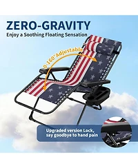 gaomon Set of 2 Folding Portable Patio Lounge Chair, Camping Chair for Deck, Beach, Yard, Garden