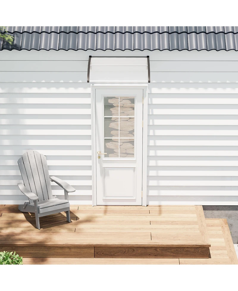 homfan 40x40 inch Polycarbonate Door/Window Awning with Abs Bracket, Uv and Weather Protection - Clear