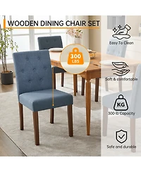 homfan Upholstered Parsons Dining Chairs Set of 2, Linen Fabric, Sturdy Wood Legs, Modern Kitchen Side Chairs