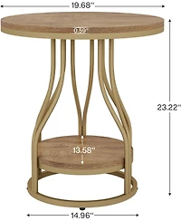 Tribesigns Round Side End Table: 2-tier modern bedside table with metal frame, Small nightstand with storage for couch side, living room