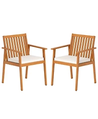 Sugift Acacia Wood Patio Armchairs Set of 2 with Padded Cushions