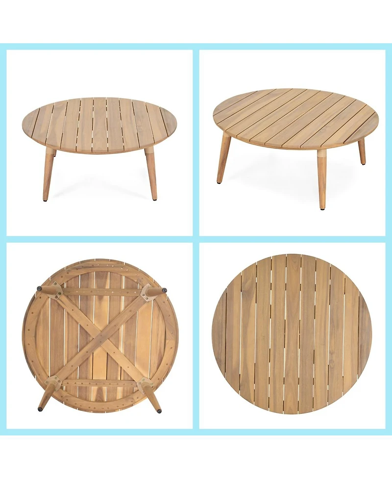 Asagikoiai 4-Piece Boho Acacia Wood Outdoor Patio Furniture Set with Rope Chairs, Loveseat and Table