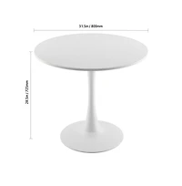 Sugift 31.5 in Round Dining Table, Modern Mdf Tulip Pedestal Kitchen Table for 2-4 People with Iron Base