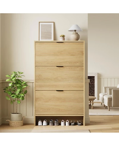 gaomon 3 Flip Freestanding Shoe Organizer Drawers Shoe Storage Cabinet Shoe Cabinet for Entryway