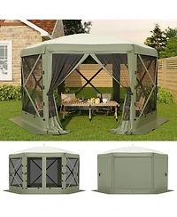 homfan 13 ft 6-Sided Pop-Up Gazebo, Outdoor Canopy with Mosquito Netting and Removable Wind Cloths