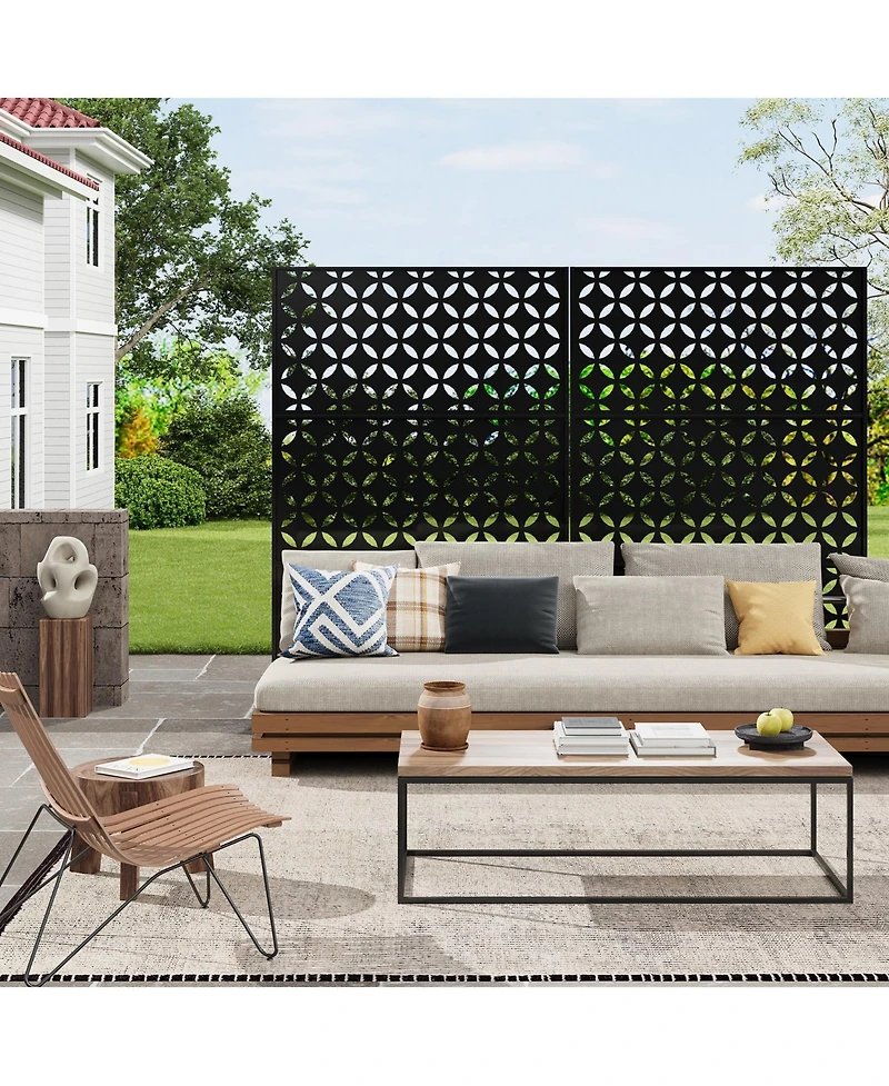 gaomon Freestanding Metal Privacy Screen Room Divider for Indoor Outdoor Patio Garden Balcony