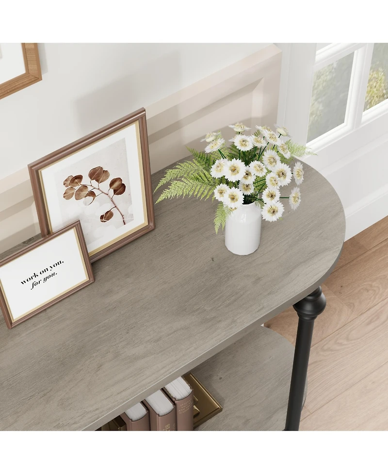 homfan 43.3" Console Table with 2-Tier Storage, Metal Frame, for Entryway or Hallway