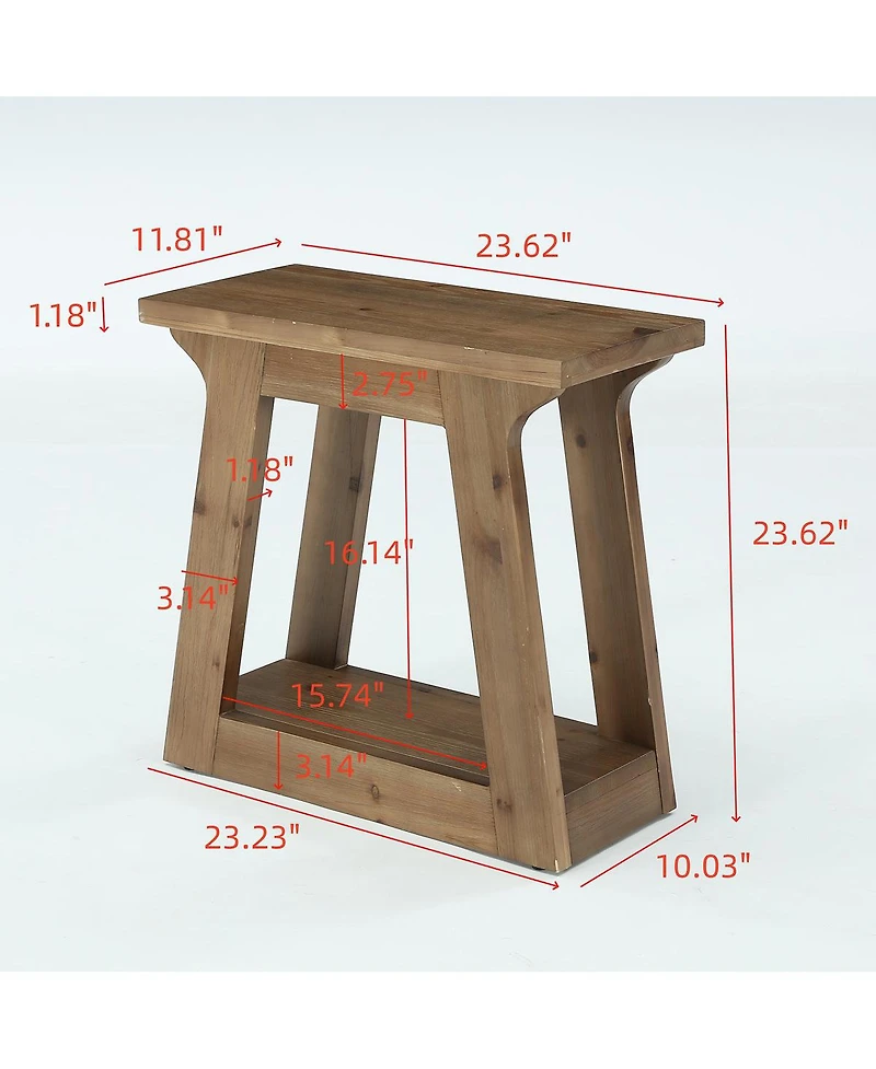 Tribesigns Solid Wood End Table With Storage Shelf, 23.6" Rustic Farmhouse Side Table For Living Room, Narrow Nightstand For Bedroom,small Spaces