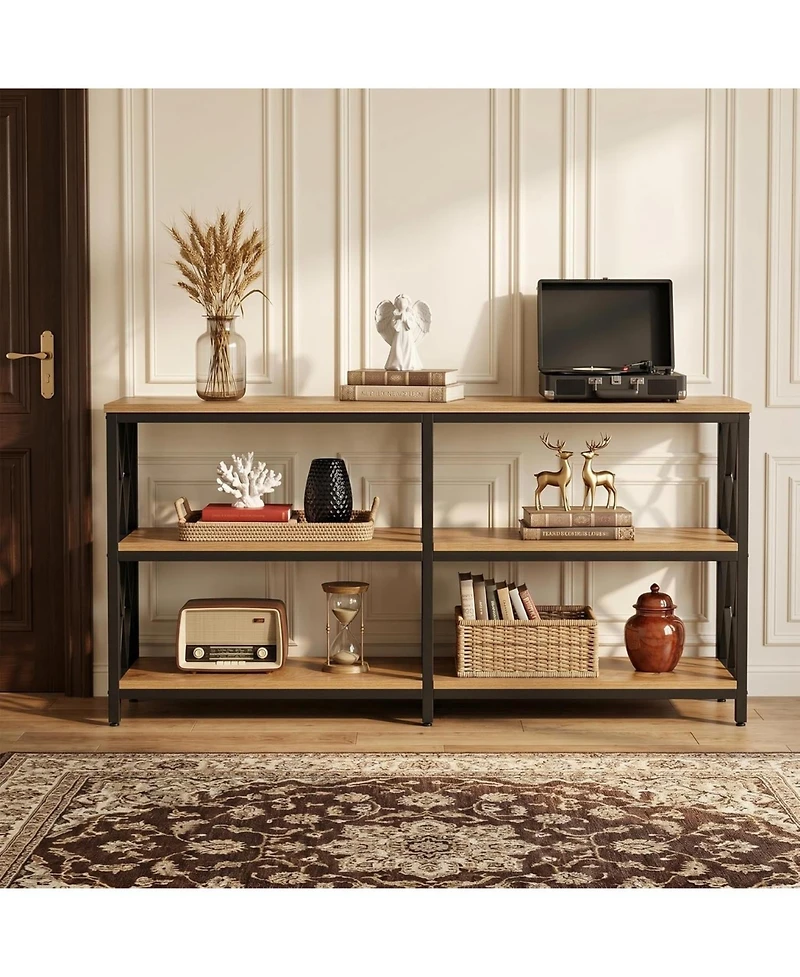 Tribesigns 70.9" Industrial Console Table with Storage Shelves, 3-Tier Entryway Sofa Table for Living Room or Hallway
