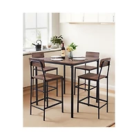 Sugift Bar Table 5PCS 35" Bars Tables Set Bar Tables and Chair Set with Rounded Edge Design