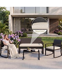 gaomon Adults Patio Rocking Chair Set Wicker Iron Outdoor Seating,