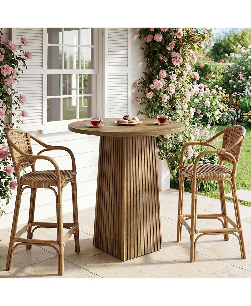 Tribesigns 31.5" Round Dining Table for 2, Wood Pedestal Kitchen Table for Dining Room, Living Room, Small Space