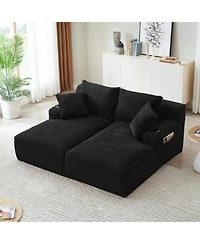 Sailvan Double Chaise Lounge with Cupholders, Compressible Modern Sleeper Loveseat, No Assembly