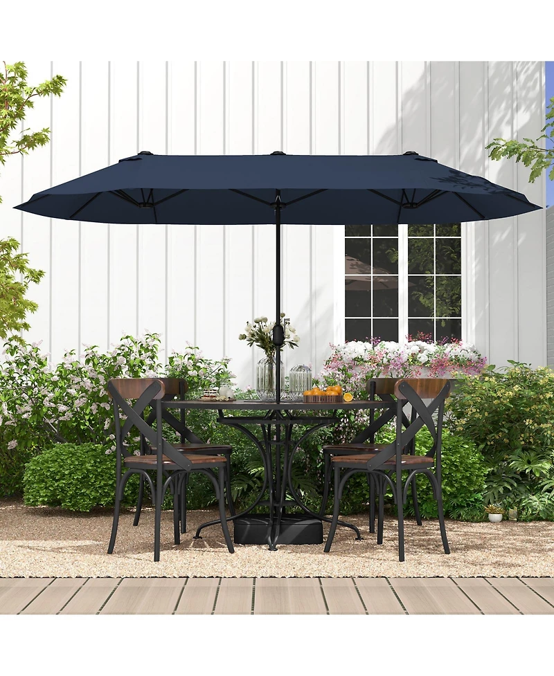Sugift 13 ft Double-Sided Twin Patio Market Umbrella with Crank Handle and Cross Base