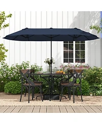Sugift 13 ft Double-Sided Twin Patio Market Umbrella with Crank Handle and Cross Base