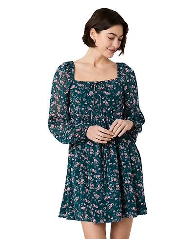 French Connection Women's Square Neck Fitted Bodice Flare Mini Dress