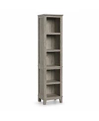 homfan 5-Tier Narrow Bookcase - 71" Tall Bookshelf with Adjustable Shelves and Wooden Legs, Farmhouse Shelf for Living Room or Office, Set of 2