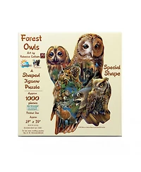 SunsOut Forest Owls 1000 piece Jigsaw Puzzle for Adults Special Shape
