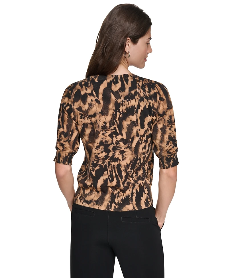 Dkny Women's Crewneck Button Placket Cardigan Sweater