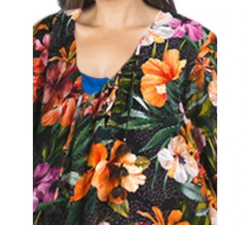 La Blanca Plus Tropical Hideaway Lace-Front Swim Cover-Up Tunic Dress
