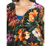 La Blanca Plus Tropical Hideaway Lace-Front Swim Cover-Up Tunic Dress