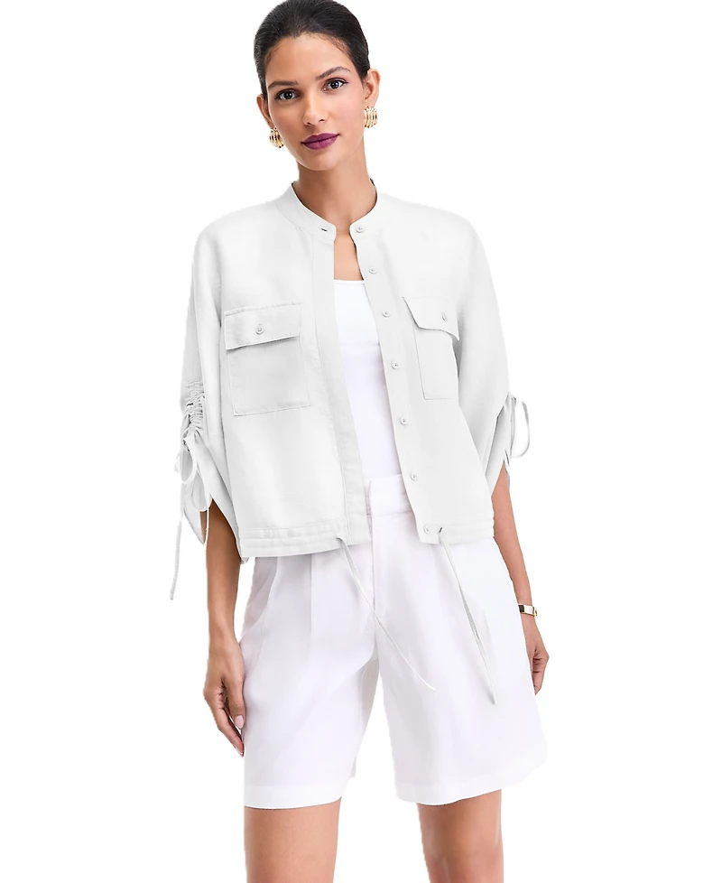 I.n.c. International Concepts Women's Tie-Sleeve Chambray Tie-Waist Blouse, Macy's Exclusive