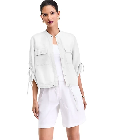 I.n.c. International Concepts Women's Tie-Sleeve Chambray Tie-Waist Blouse, Macy's Exclusive