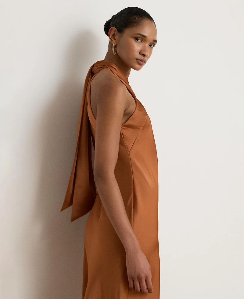 Lauren Ralph Women's Tie-Back Charmeuse Halter Cocktail Dress