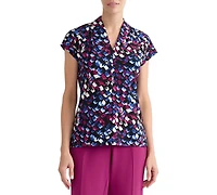 Kasper Women's Printed V-Neck Short-Sleeve Top