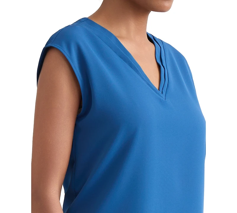 Kasper Women's Pleat-Neck Sleeveless Blouse
