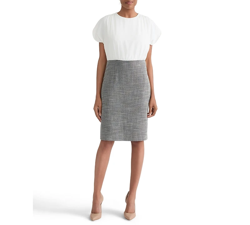 Kasper Women's Mixed-Media Tulip-Sleeve Sheath Dress