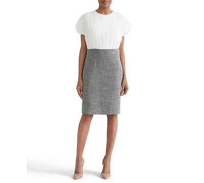 Kasper Women's Mixed-Media Tulip-Sleeve Sheath Dress