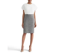 Kasper Women's Mixed-Media Tulip-Sleeve Sheath Dress