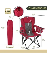Arrowhead Outdoor 2-Pack Folding Camp Chair w/ Headrest, Cup and Wine Glass Holder, Armrest 6-can Cooler, Carry Bag, 550 lbs Capacity