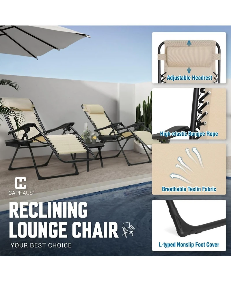 Aofar Zero Gravity Chair Recliner Lounge Folding Side Tray Set of 2