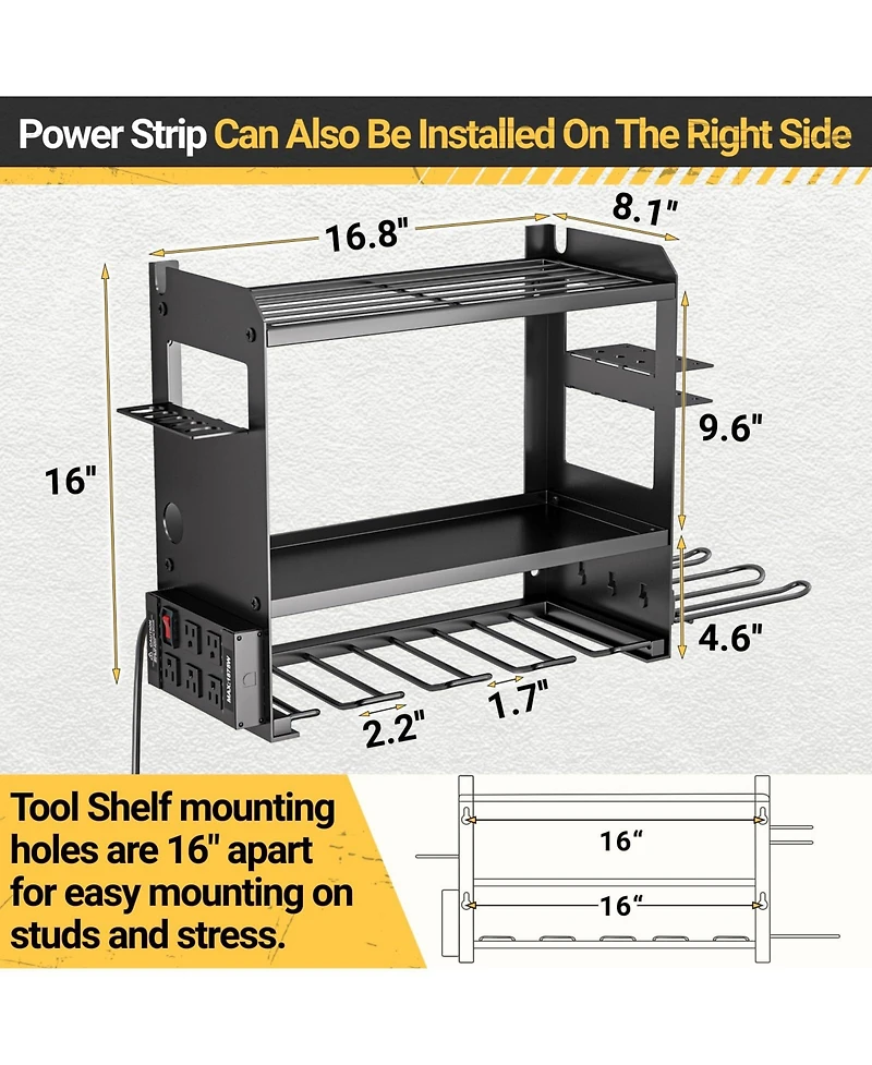 Xdovet Power Tool Organizer Wall Mount Charging Station Drill Holder Metal Strip
