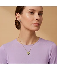Chic Two Tone Plated with Cubic Zirconia Butterfly Pendant Necklace