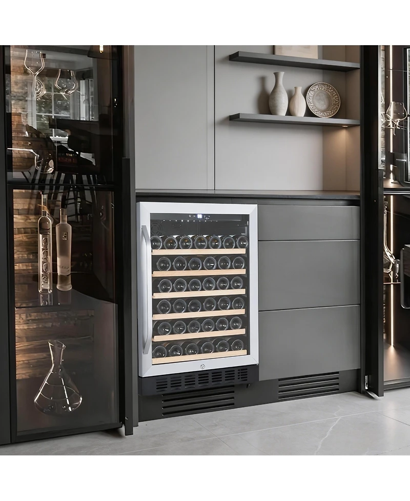 homfan 46 Bottle Compressor Wine Cooler, Digital Touch Control Wine Refrigerator with Double Tempered Glass, Quiet Free standing
