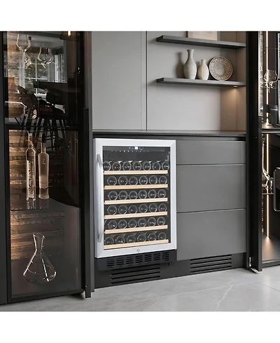 homfan 46 Bottle Compressor Wine Cooler, Digital Touch Control Wine Refrigerator with Double Tempered Glass, Quiet Free standing