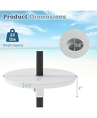 Sugift 20 in Outdoor Adjustable Umbrella Side Table for 1.5 in and 1.9 in Poles