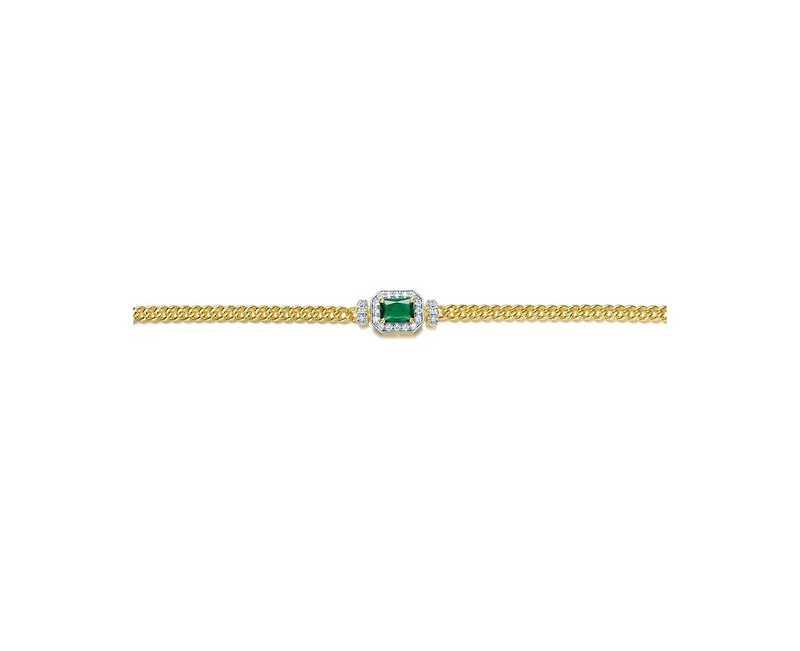 Rachel Glauber Unique 14K Gold Plated Brilliant Cz Link Chain Bracelet