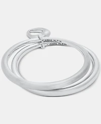 Anne Klein Puffy Heart Charm Bangle Bracelets, 2-Piece Set